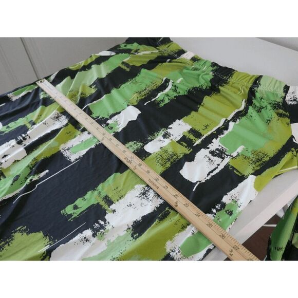 Bon Apple Tea Women's Green & Black Abstract Tie-Sleeve Off-Shoulder Tunic Dress - Picture 6 of 8